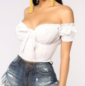 Cropped Tie Front off the shoulder Top